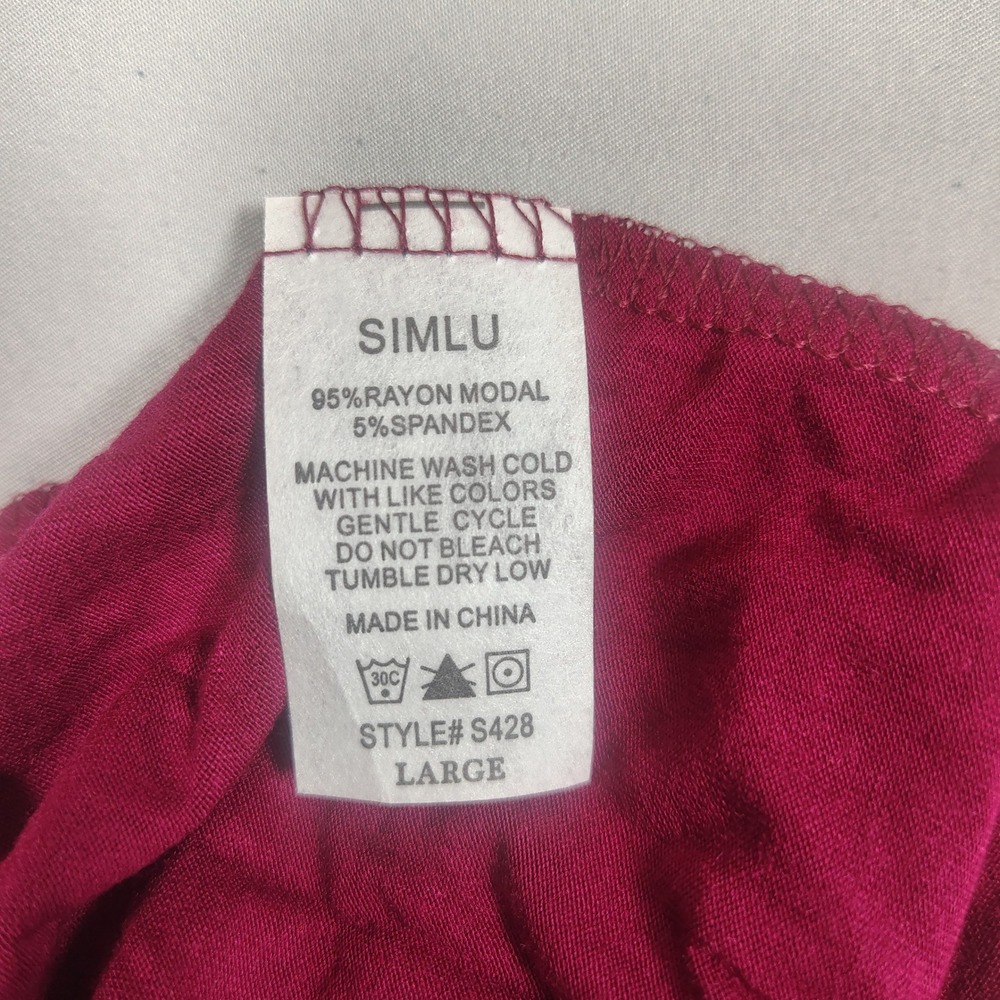 Simlu Maxi Skirt Womens Large Burgundy Fold Over Waist Solid Rayon Modal S428 - Picture 4 of 8